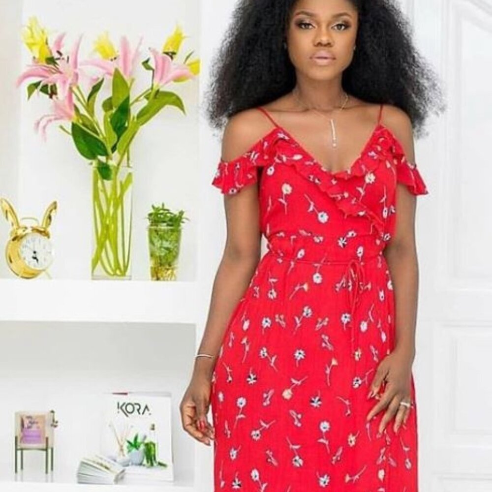 Patrons Of Peace 100% Rayon Faux Wrap Boho Floral Dress